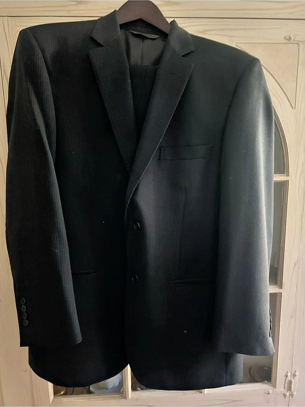 Proudly Made in Italy Super 120's Men's Striped Wool Sport Coat Black 38R